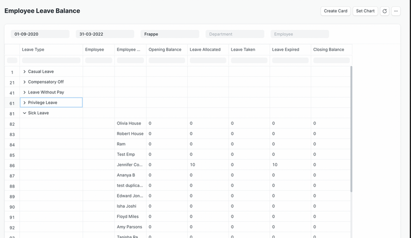 Employee Leave Balance