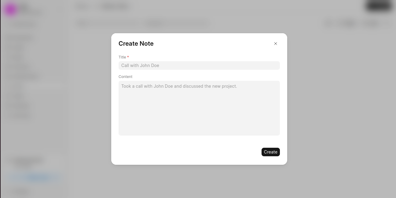 Create Note Dialog