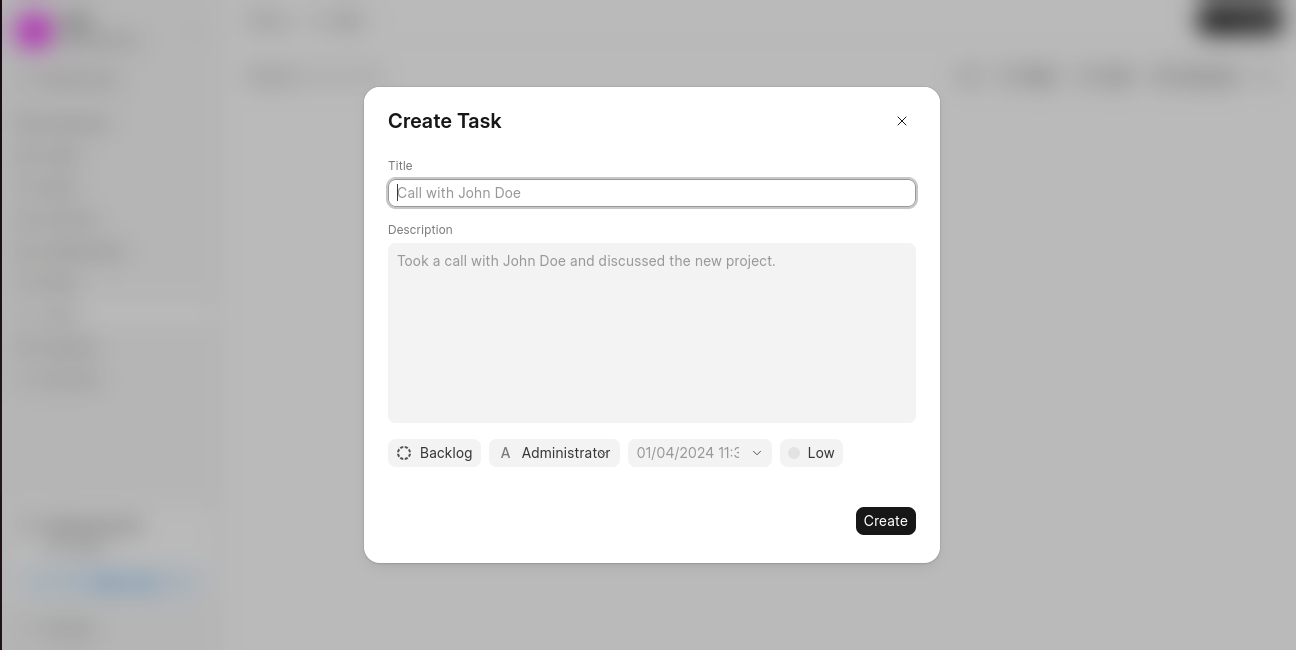 Create Task Dialog
